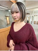 逆アンブレラカラー/ホワイトブロンド×ブラック