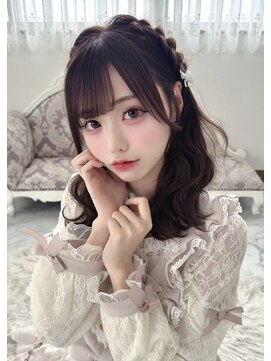 リルミー ミュエナ 大須 矢場町(Lilme myuena) 編み込みハーフツイン 小顔顔まわり ヘアセット ヘアメ 名古屋