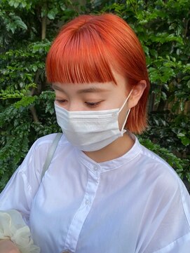 ガーランド (Garland) [Garland/表参道]☆切りっぱなしボブ,ハイトーンオレンジ