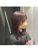 ピンクブラウン/艶髪カラー