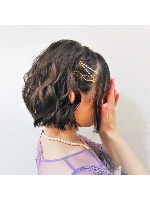 結婚式参列ヘアセット　ボブアレンジ