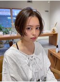 グレーベージュxショートxヘルシースタイルxアッシュブラック