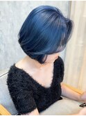 ブルーブラック/ブルー/韓国ボブ/韓国風