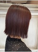 切りっぱなしボブ×オレンジブラウン