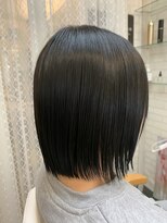 ロマンヤカタ ファース(ROMAN YAKATA fars) 髪質改善 黒髪切りっぱなしボブスタイル10/22@田代