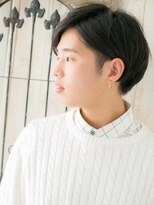 メンズヘア ビーセカンド 草加店(MENS HAIR B-2) ダークアッシュ斜めバング刈り上げショートX草加