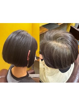 ピリピリとシミない！12種類植物エキス配合の和漢彩染白髪染めが人気◎お客様に合う薬剤を選定します。