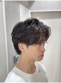ルーズパーマ/センターパート/ニュアンスパーマ/メンズカット