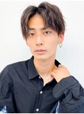 波打ち韓国風メンズパーマセンターパートマッシュウルフ