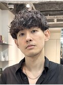 マッシュセンターパートスパイラルパーマメンズカットmen's