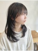 小顔黒髪レイヤーカット×アッシュカラー20代30代40代
