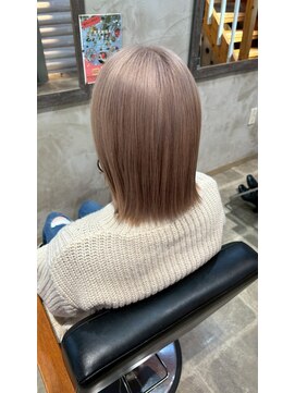 クレエ ヘアー デザイン(creer hair design) 20代30代40代大人可愛い艶感ミルクティーベージュストレートロブ
