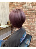 ショートボブ＋スモーキーピンク