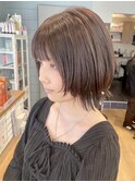 ナチュラルウルフカットブラウンカラーショートボブ