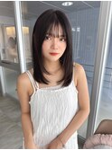 サラツヤロングベージュカラーブリーチしない透明感カラー