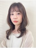 ミディアム/レイヤー/ゆるカール/くすみグレージュ