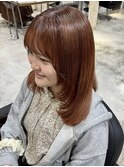 顔まわりレイヤーブリーチなしナチュラルオレンジブラウン