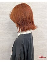 ネウィ 大分中央町店(newi)&nbsp;柔らかオレンジカラー×外ハネミディアムレイヤー