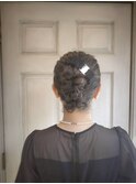 おだんごバレッタ　ヘアアレンジ　お呼ばれヘア