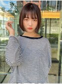 ミストバングブルーグレージュフレンチボブぶつ切りボブ