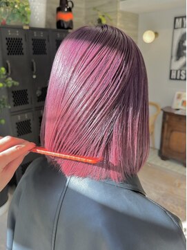 ヲタク(wotaku.) ハイトーンピンクチェリーピンクぷつっとボブ暖色カラー艶髪ボブ