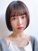 say.ミニボブショートアースカラーぱっつん前髪似合わせカット