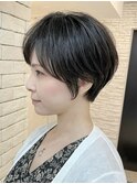 白髪ぼかし/ひし形/癖毛/大人ショートボブ/60代50代40代