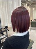 ブリーチなしダブルカラーで作るワインレッド