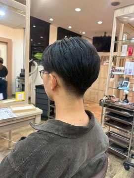 メンズカット/ブルーブラック/フェザーパーマ[千葉/千葉駅]