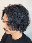 渋谷メンズミディアムスパイラルパーマ波巻きパーマメンズボブ