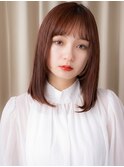 ピンクベージュ姫カット小顔ハッシュカットボブディ20代30代X
