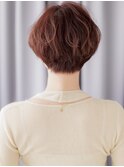 小顔マッシュウルフパーマボルドーブラウンブリーチなし30代Te2