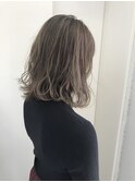 ミルクティーアッシュベージュ&波巻きボブ♪