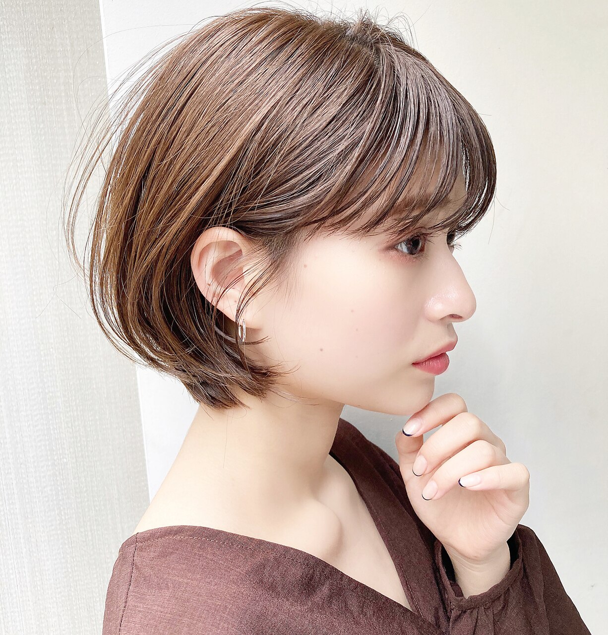 丸みショートくびれボブひし形ショート似合せカット40代50代 丸みショートくびれボブひし形ショート似合せカット40代50代