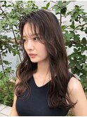 束間顔まわりレイヤー×透け感ショコラブラウン
