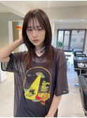 小顔前髪顔周りレイヤー×グレージュカラー デザインカラー