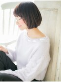 mod's天神/ミルクティーアッシュ艶感ストレート小顔丸みボブa