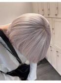 1607ブリーチ＆ダブルカラーホワイトブロンドアッシュ金髪ボブ
