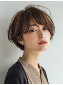 ピンクベージュ/アンブレラカラー/クールショート/前髪/大口子安
