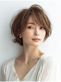 白髪ぼかし脱白髪染め似合わせショートボブ40代50代60代