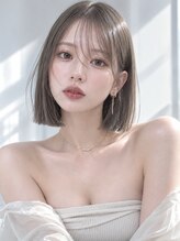 ナンバー ブラオ 名古屋栄(N° blao)&nbsp;タッセルボブ切りっぱなしボブ外ハネボブベージュダブルカラー