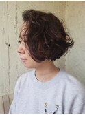 王道前下がりショートボブ×ウェーブパーマ! 担当 遠藤至