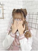 三つ編み猫耳ヘア