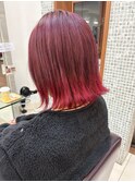 切りっぱなしボブに裾カラーピンク♪