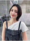 黒髪ボブルフネビージュ小顔ワンレン顔まわり韓国レイヤーカット