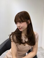 ヴィオットバイサロン(Viot by Salon)&nbsp;前髪ありくびれヘア夏アプリコットオレンジハイライトカラー