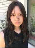 大人美人ハイレイヤーぱっつん前髪黒髪ロングワイドバンク小顔