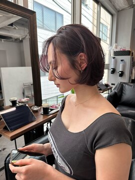 ボブレイヤー/シャギーボブ/ボルドーカラー/横浜/レイヤーボブ