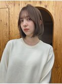 マロンベージュ10トーンケアカラーミニボブ前髪カットラベンダー