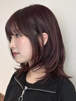 キングダム 元町店(KINGDOM)&nbsp;チェリーブラウン×くびれレイヤーの韓国風ミディ